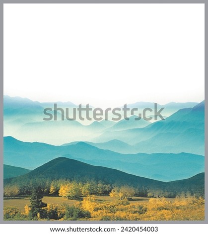 Similar – Landscape with sunset in blue mountains