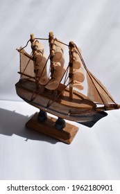 Beautiful Background. Miniature Ship Model