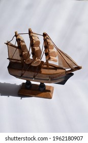 Beautiful Background. Miniature Ship Model