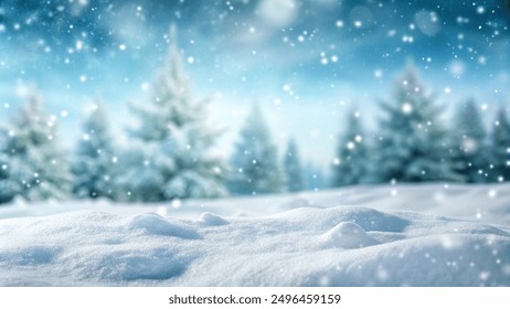 Beautiful background on a Christmas theme with snowdrifts, snowfall and a blurred background - Powered by Shutterstock