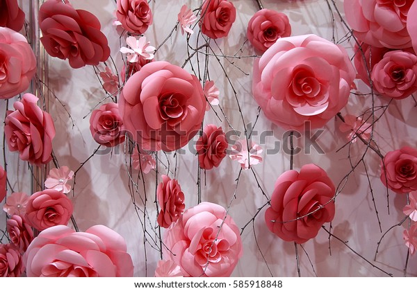 Beautiful Background Red Roses Wedding Decorations Stock Photo