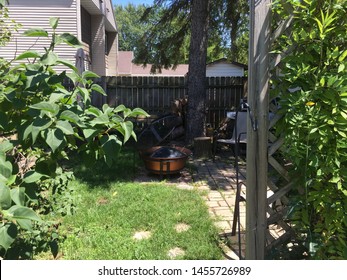 Beautiful Backyard Fire Pit, Rustic, Patio, Suburb.