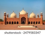 Beautiful Badshahi mosque in Lahore, Punjab, Pakistan. Mughal architecture. 