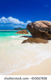 beautiful Baie Lazare beach at Mahe island, Seychelles - Shutterstock ID 455067838