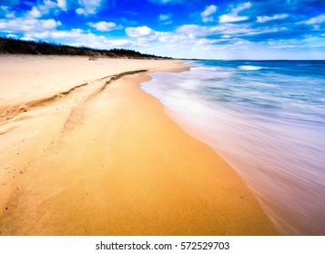 Beautiful Baltic Shore In Spring. Colorful Seascape Of Polish Sea.