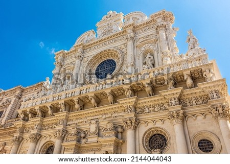 Beautiful baroque facade of Santa Croce Church, Lecce, Apulia, Italy
