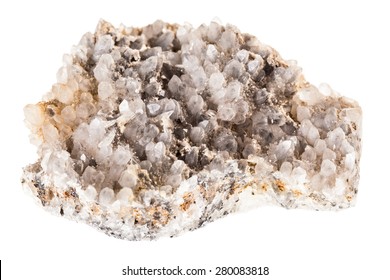 Beautiful Baryte Mineral Barium Sulphate On Quartz Stone Specimen On White Background