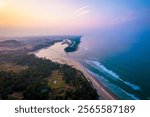 Beautiful beach aerial view Someshwara Beach Ottinene Beach