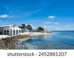 Beautiful beach and blue sky on Pandanon Island 