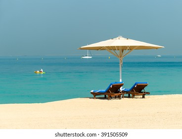 Beautiful Beach In Dubai, United Arab Emirates.