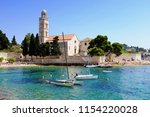 Beautiful beach at the Franciscan Monastery in Hvar Town and island in Croatia