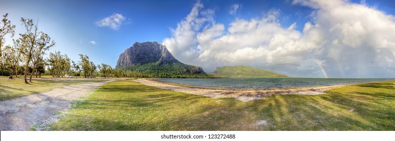 Beautiful Beach On Mauritius Close To Le Morne Mountain