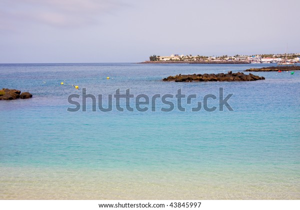 Beautiful Beach Playa Blanca Lanzarote Island Stock Photo