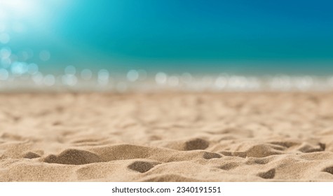 beautiful beach with sand and the sea in the background out of focus during the day in high resolution and sharpness HD