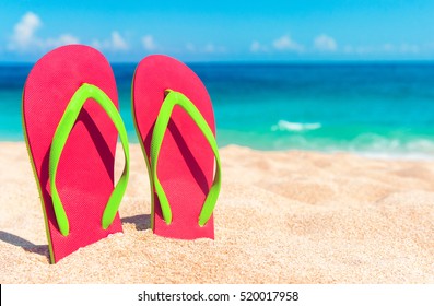 flip flops on beach