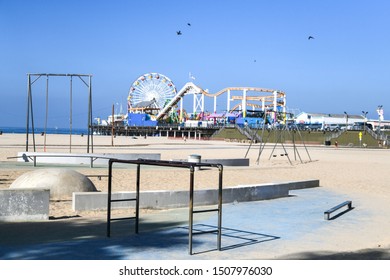 Beautiful Beach At Santa Monica, Los Angeles California. The Best Outdoor Workout. The Picture Was Taken In September 2019.
