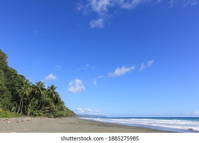 Beautiful Beach Scenery In Corcovado National Par, Summer And Waves, Costa Rica, Central America