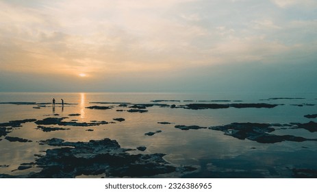Beautiful beach seascape in sunset light - Shutterstock ID 2326386965