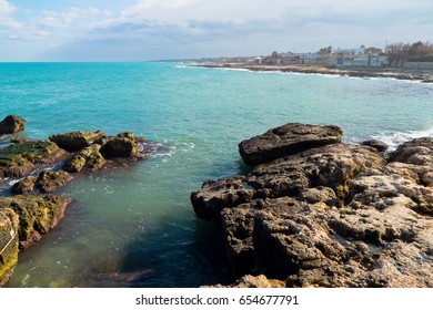 Beautiful Beach In A Sunny Winter Morning In Puglia.