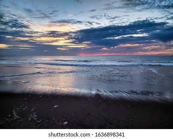 Beautiful beach sunset with dramatic sky
