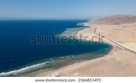 Beautiful beach of Tabuk Neom in Saudi Arabia with amazing landscape and seashore line and mountains