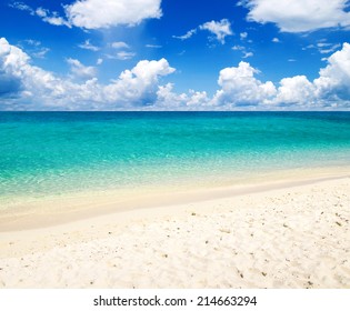 beautiful beach and tropical sea - Shutterstock ID 214663294