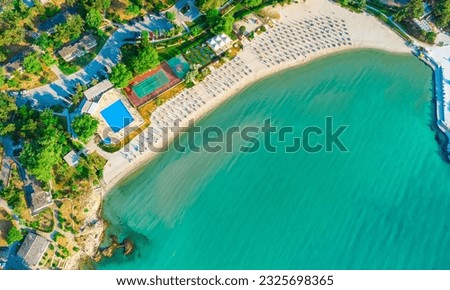 Beautiful beach, turquoise water. Makryammos Beach, Thassos, Greece