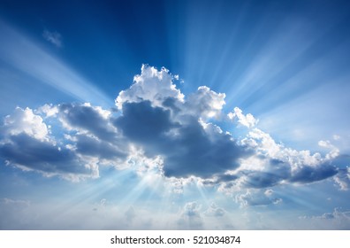 Beautiful beam of light and the clouds. The divine sky.
