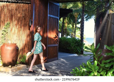 Beautiful Belarus Woman In Green Dress With Hat