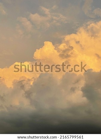 beautiful big lush yellow gray clouds. aesthetic photo 商業照片 © 