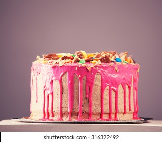 Beautiful Big Pink Cake. Birthday Cake