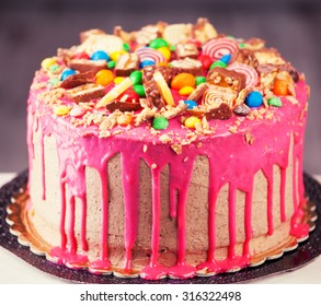 Beautiful Big Pink Cake. Birthday Cake