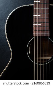 Beautiful Black Acoustic Guitar. Curated Collection Of Royalty Free Photos With Professional Musical Instruments On Shutterstock. Stock Image Of Classic Six String Chordophone Instrument For Guitarist