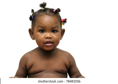 Beautiful Black Baby Girl Isolated In White