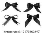 Beautiful black bows isolated on white, set
