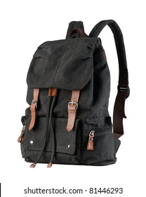 A Beautiful Black Canvas Backpack For Loading Stuffs