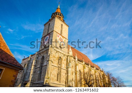 Beautiful Black church in old town Brasov, Romania.