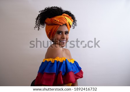 Similar – Image, Stock Photo Colombian woman selling traditional Guarapo in bottles
