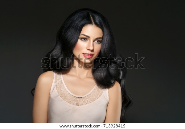 Beautiful Black Hair Woman Beauty Portrait Stockfoto Jetzt