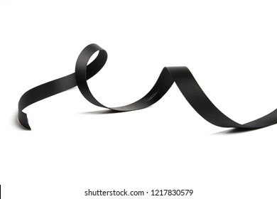 beautiful black ribbon twist spiral isolated on white background