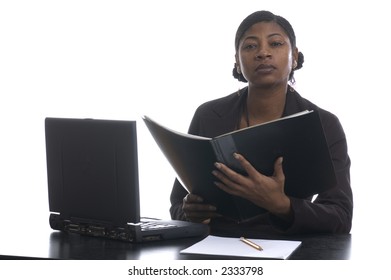 Beautiful Black Woman Executive Working In  Office Management