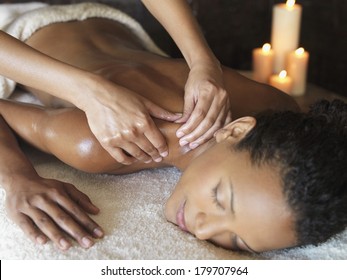 Beautiful Black Woman At Spa