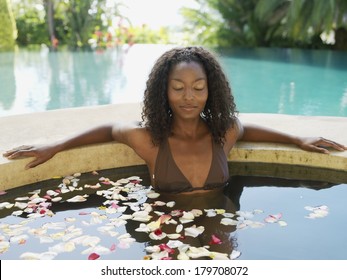 Beautiful black woman at spa