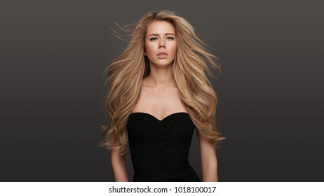 Beautiful Blond Female Model With Long Windy Hair