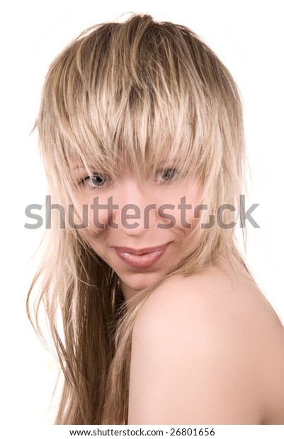 Beautiful Blond Sexy Girl Tousled Hair People Beauty Fashion