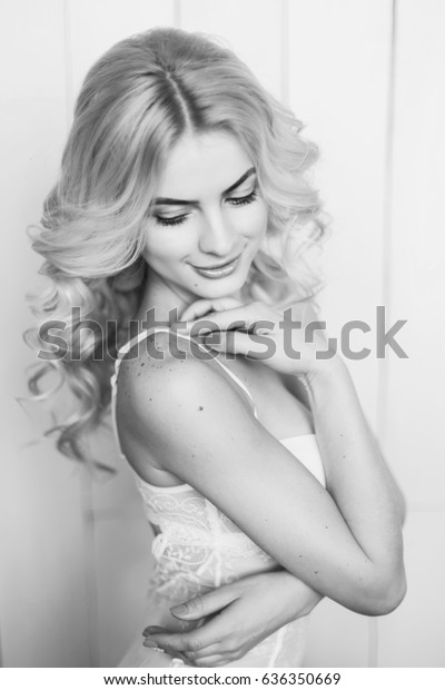 Beautiful Blond Woman Long Curly Hair Stock Photo Edit Now 636350669