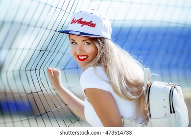 blonde baseball cap