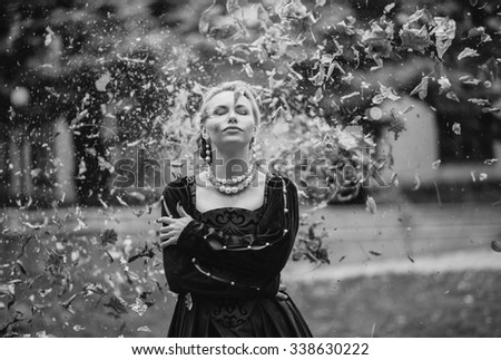 Similar – Image, Stock Photo young woman with flower wreath in her hair, wedding dreams