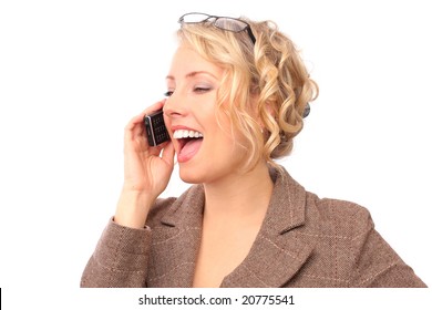 The beautiful blonde the girl telephones in business matters - Shutterstock ID 20775541