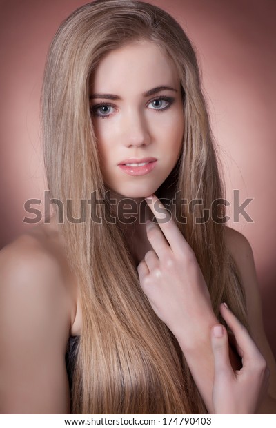 Beautiful Blonde Hair Woman Portrait Girl Stock Photo Edit Now